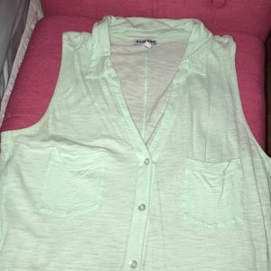 Long, collared seafoam tank w pockets ⭐️🧜‍♀️🌊